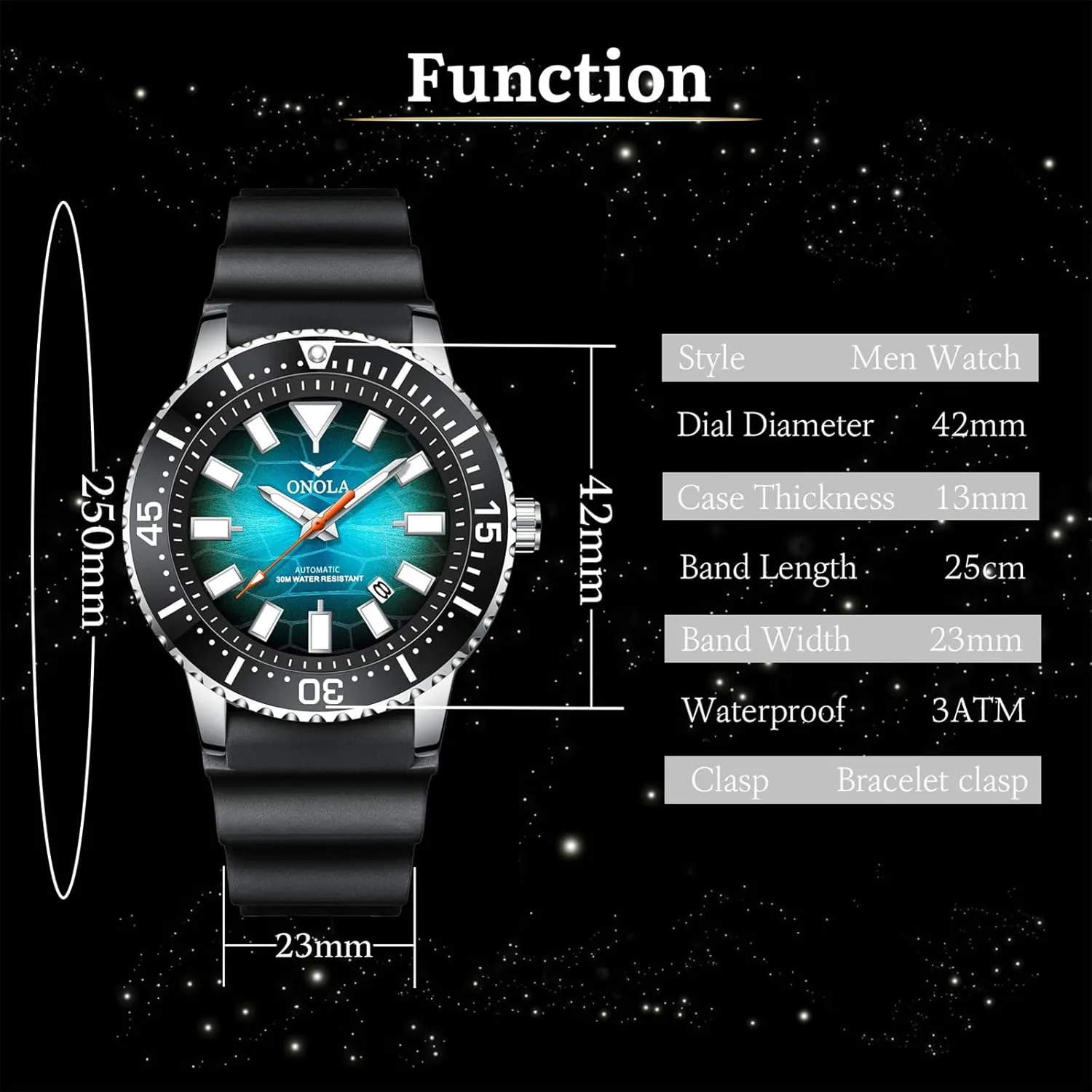 Business patriarchal Automatic Watches Waterproof Men Casual Watch Mechanical Hand-Winding Wristwatch Silicone Strap Analogue Date Display 