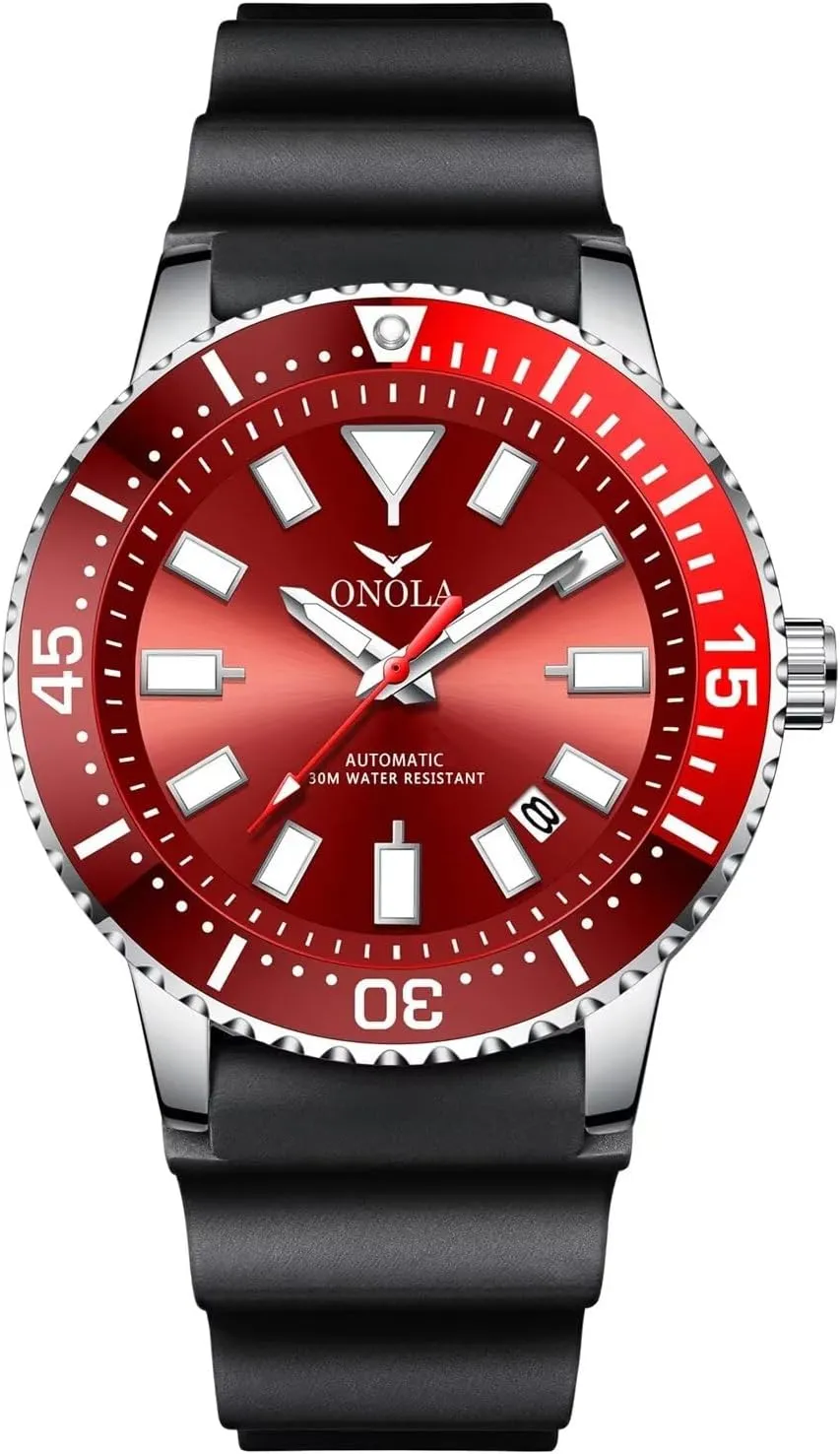 Business patriarchal Automatic Watches Waterproof Men Casual Watch Mechanical Hand-Winding Wristwatch Silicone Strap Analogue Date Display 