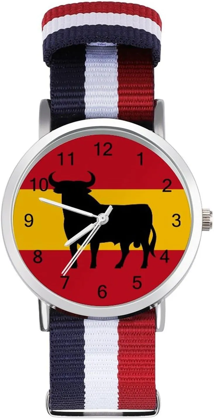 Business shutter Polynesian Wrist Watches Easy Reader Work Casual Watch Spanish Bull Nylon Braided Strap Outdoor Sport 
