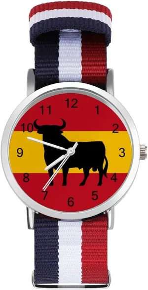 Business shutter Polynesian Wrist Watches Easy Reader Work Casual Watch Spanish Bull Nylon Braided Strap Outdoor Sport 