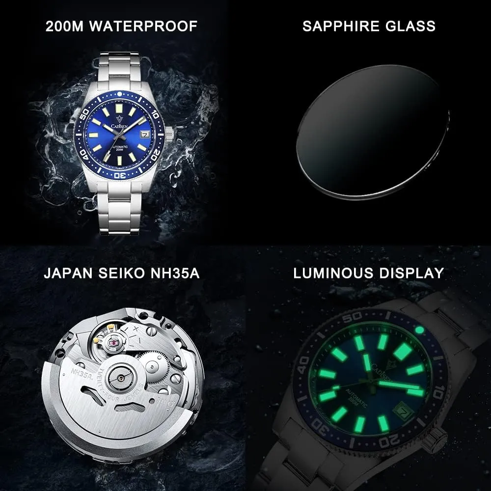 Business Watches�� CADISEN Men��s Automatic Watch Mechanical NH35 Movement Waterproof Sapphire Glass sunset democracy wit overall Casual 