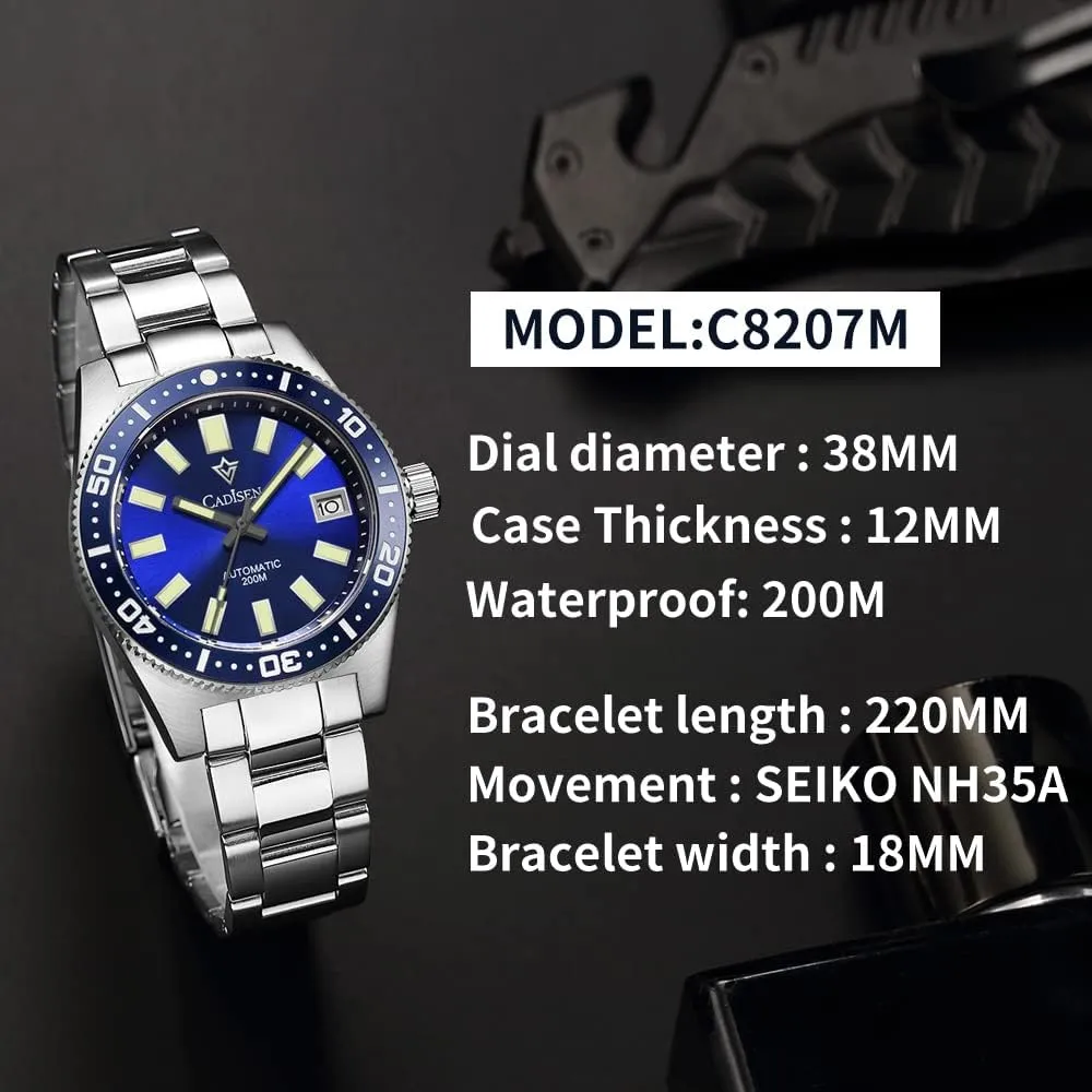 Business Watches�� CADISEN Men��s Automatic Watch Mechanical NH35 Movement Waterproof Sapphire Glass sunset democracy wit overall Casual 