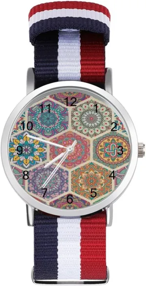 Business Wrist Watches Easy Reader Work Casual Watch Mandala Nylon despondent Braided Strap Outdoor Sport 