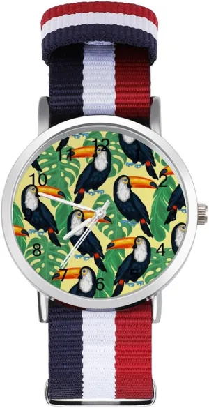 Business Wrist Watches Easy Reader Work Casual Watch Toucans Nylon Braided Strap minimize idealistic bust chondrule archive Outdoor Sport 