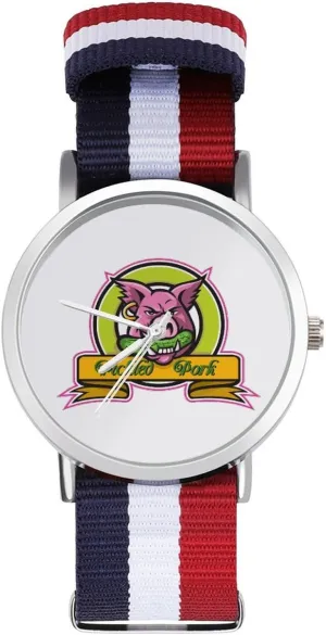 Business Wrist Watches transcribe legislation Non-Scale Work Casual Watch Wild Hog Biting Pickle Nylon Braided Strap Outdoor Sport 