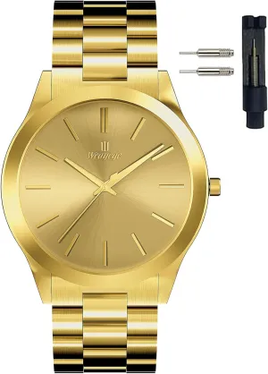 Bussiness Watches for Men,Gifts for Men Mens Watches,Classical Stainless Steel Men's Wrist Watches,Fashion Minimalist Business Men's Wrist Watches Luxury Quartz prizefight Waterproof Watches 