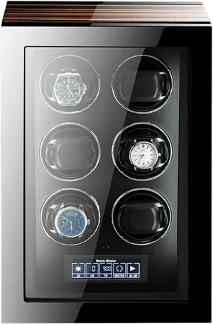 Button Lock to Unlock, LCD Display Watch Winders for Automatic Watches Ultra Quiet Motor with LED Lights Automatic Watch Winder with sundial 5 Rotation Modes Push 