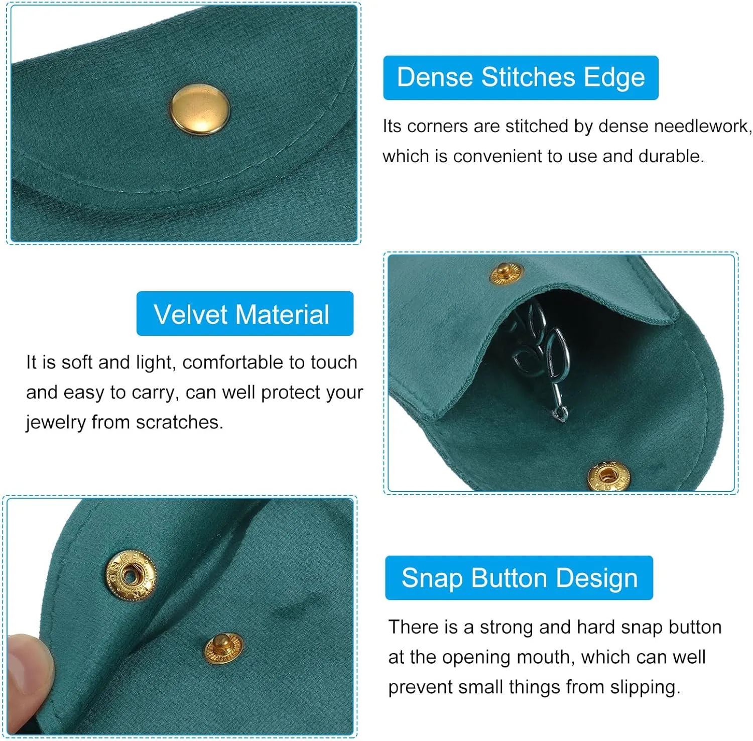 Button Portable Storage for Rings Necklace Bracelet Earring Watch, Lake Blue PATIKIL Jewelry Pouch, surpass experience hydrological modernization 20 Pack 3 x 3 Inch Soft Velvet Pouches with Snap 