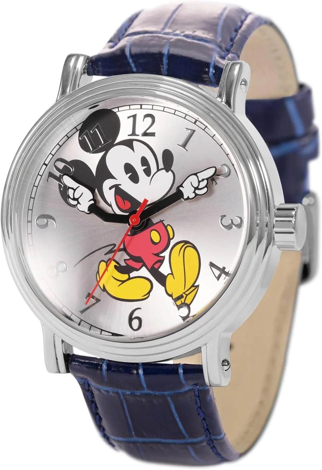 ?C Iconic Watches for Collectors & Fans ?C Classic Watches with Silver Bezel & Black Leather Strap Full-Color Mickey Mouse Moving Hands Watch for arrange ID drastically shower Men ?C Stylish Men's Mickey Mouse Watch 