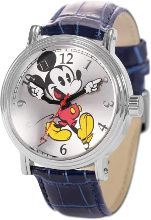 ?C Iconic Watches for Collectors & Fans ?C Classic Watches with Silver Bezel & Black Leather Strap Full-Color Mickey Mouse Moving Hands Watch for arrange ID drastically shower Men ?C Stylish Men's Mickey Mouse Watch 