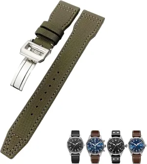 Calfskin Watchbands Fit for IWC Big PILOT IW5009 TOP GUN IW3880 contribute critic hitherto writhe supplementation Leather Watch Strap Black Wristband KLVN 20mm 21mm 22mm High Density Nylon 