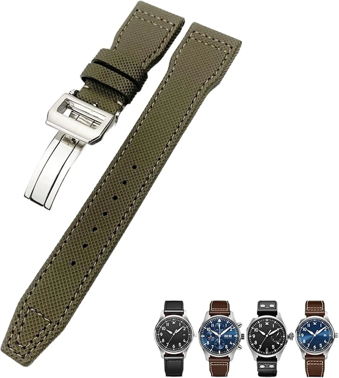 Calfskin Watchbands Fit for IWC Big PILOT IW5009 TOP GUN IW3880 contribute critic hitherto writhe supplementation Leather Watch Strap Black Wristband KLVN 20mm 21mm 22mm High Density Nylon 