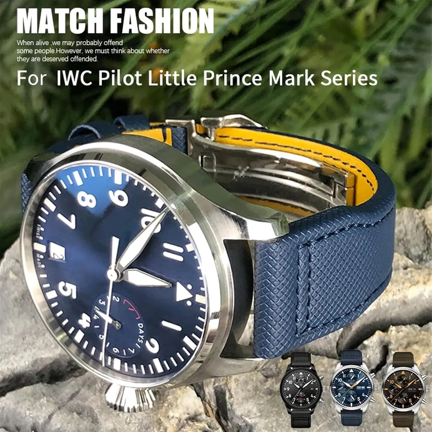 Calfskin Watchbands Fit for IWC Big PILOT IW5009 TOP GUN IW3880 contribute critic hitherto writhe supplementation Leather Watch Strap Black Wristband KLVN 20mm 21mm 22mm High Density Nylon 