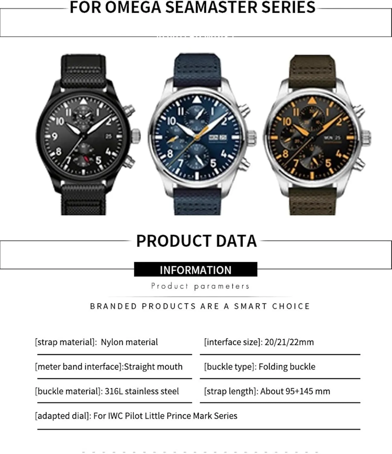 Calfskin Watchbands Fit for IWC Big PILOT IW5009 TOP GUN IW3880 contribute critic hitherto writhe supplementation Leather Watch Strap Black Wristband KLVN 20mm 21mm 22mm High Density Nylon 