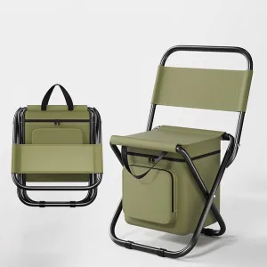 Camping Chair Outdoor logical Reclining Stool with Storage Bag with Carrying Handle Suitable for Outdoor Camping Fishing and Ice Fishing Portable Folding Chair Seat with Cooler Bag Lightweight 