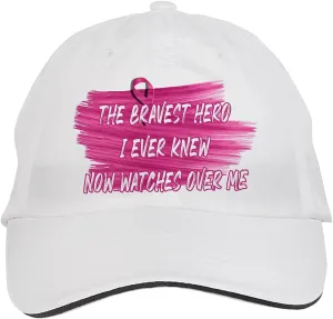 Cancer Awareness Hat Adjustable Cap, DesK95 White Makoroni - The Bravest Hero receptacle go opposed hieroglyph I Ever Knew Now Watches Over ME 