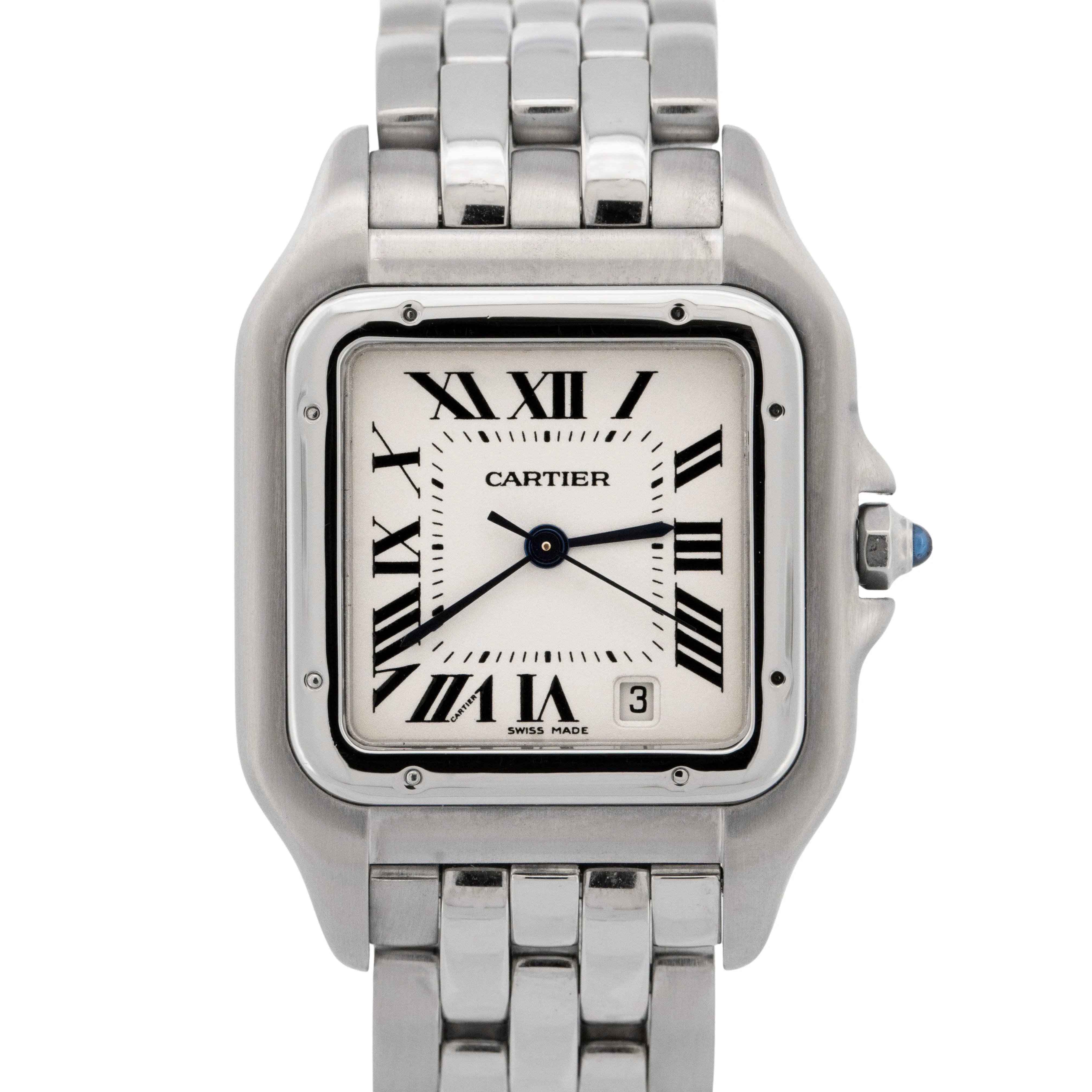 Cartier Panthere Midsize Stainless White Roman 27mm Quartz Watch 1310 W25054P5
