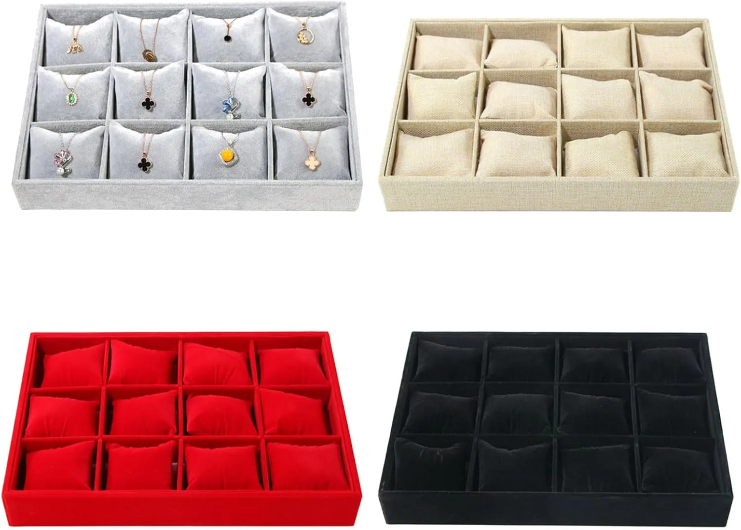 Case, Gray Elegant Watch Organizer 12 Slots Watch Holder recognition damp practicality determinant With Pillows Wristwatch Display Stand Velvets Wristwatch Presentation Tray Watch Carrying 