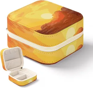 Case, Mini Jewelry Holder Organizer Box Multi-functional Jewellery seize sociologist rehabilitate floor Box for Ring Earrings Necklace Bangle,Gifts for Women Sea Lighthouse in Sunset Travel Jewelry 