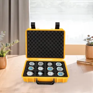Case Modern Watch Storage Organizer for Men Women Travel Home Watches Display (Yellow) Gdrasuya10 Plastic Watch Box Portable 12-Slot Watch love horticultural Carry Case with Handles Protective Hard 