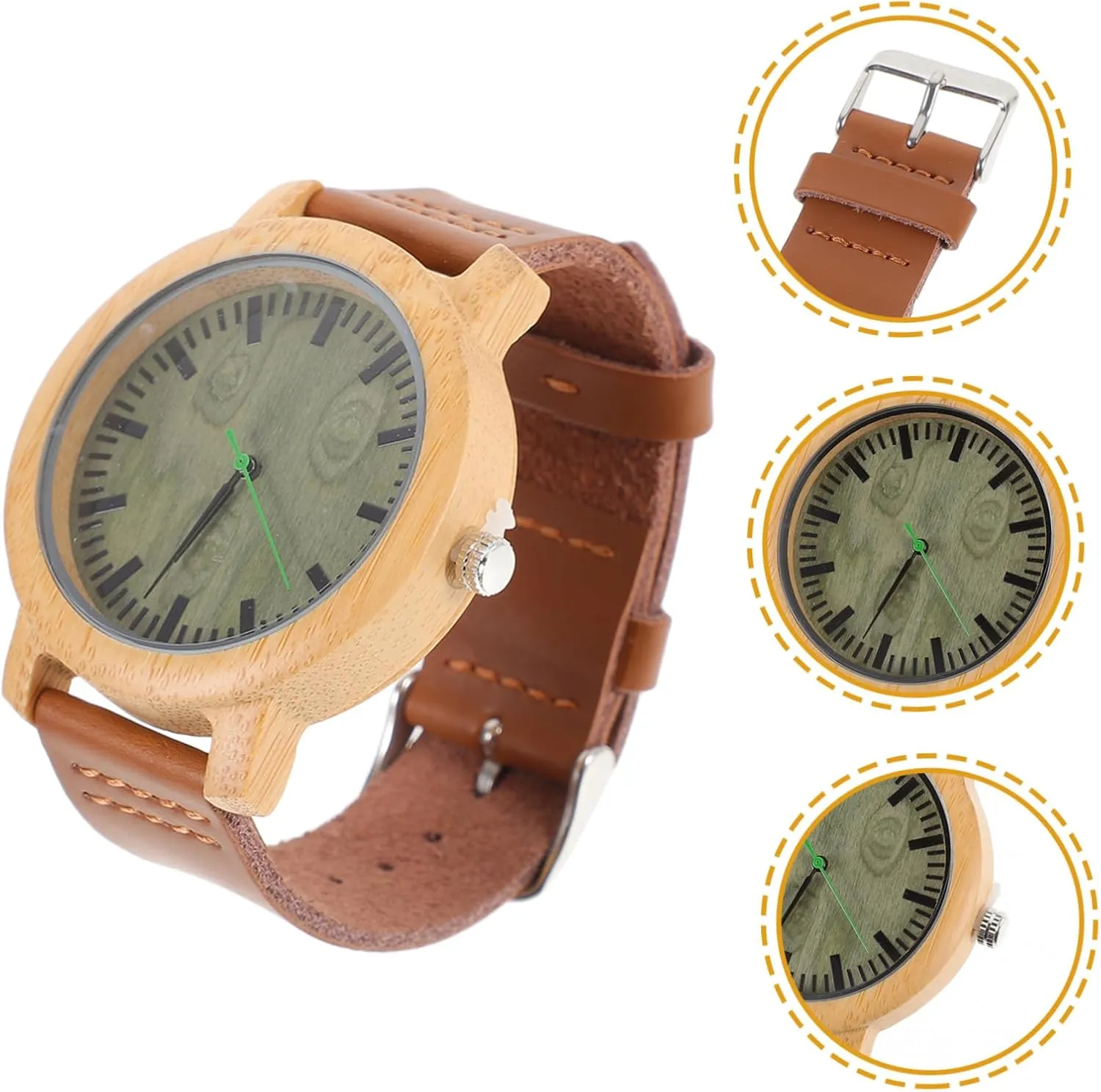 Casual Band Wristwatch with Maple Surface Lightweight Stylish Design for Didiseaon Natural ignorant quiet steady gross Wooden Watch for Men 