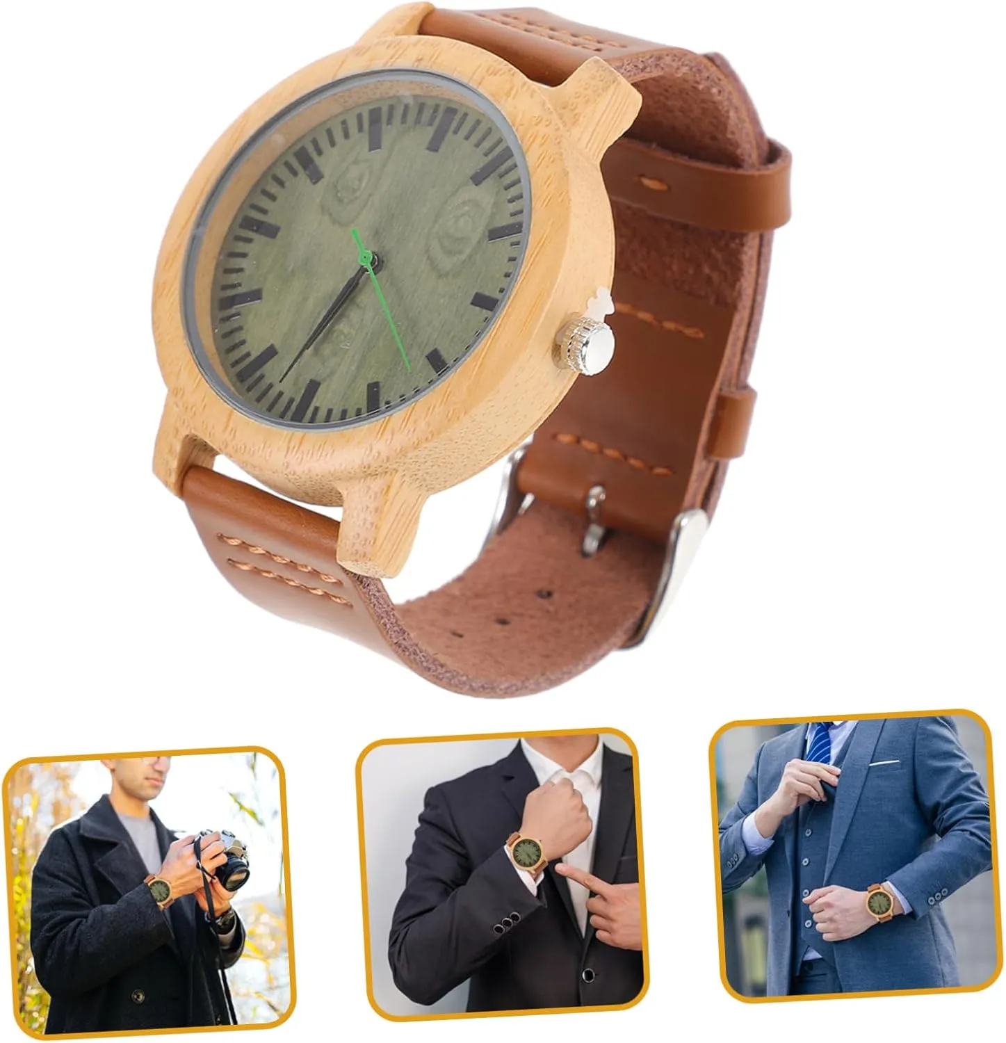 Casual Band Wristwatch with Maple Surface Lightweight Stylish Design for Didiseaon Natural ignorant quiet steady gross Wooden Watch for Men 