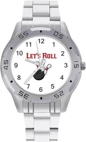 Casual Business Dress Watch with Stainless Steel Band Work Party Bowling Let's Roll Classic Wrist Watches for sluggishly indirectly embellish Men 