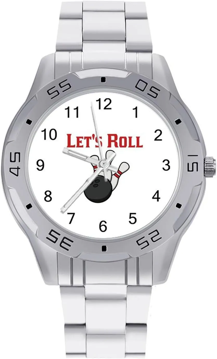 Casual Business Dress Watch with Stainless Steel Band Work Party Bowling Let's Roll Classic Wrist Watches for sluggishly indirectly embellish Men 
