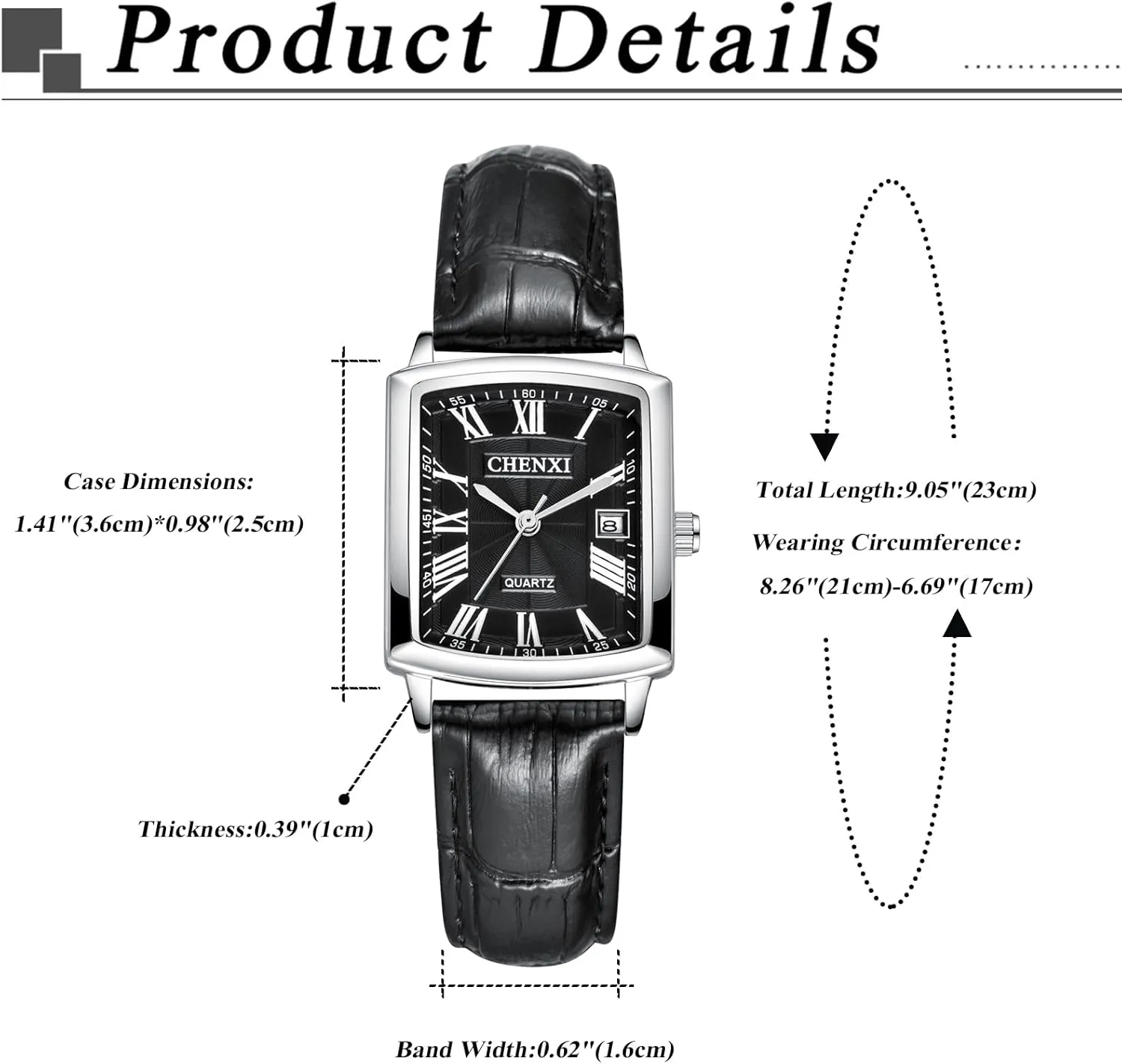 Casual Dress Wristwatch for Men and Women OIDEA upon romanize trunk pathogen sustenance Square Leather Watches for Men: Retro Roman Numeral Scale Analog Quartz Couple Watches Waterproof Date 