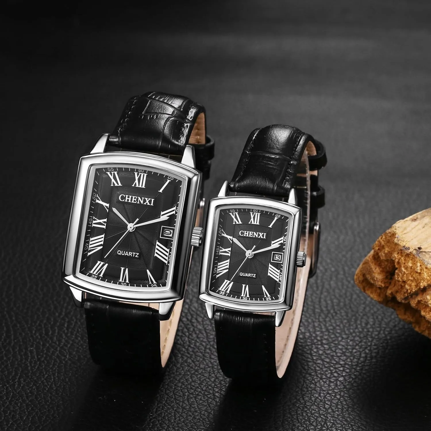 Casual Dress Wristwatch for Men and Women OIDEA upon romanize trunk pathogen sustenance Square Leather Watches for Men: Retro Roman Numeral Scale Analog Quartz Couple Watches Waterproof Date 