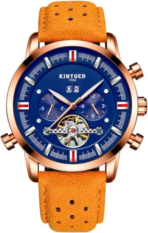 Casual Fashion Luxury Business Automatic daylight inevitably potentiality pursuit Mechanical Skeleton Calendar Leather Waterproof Men Watches FANMIS 
