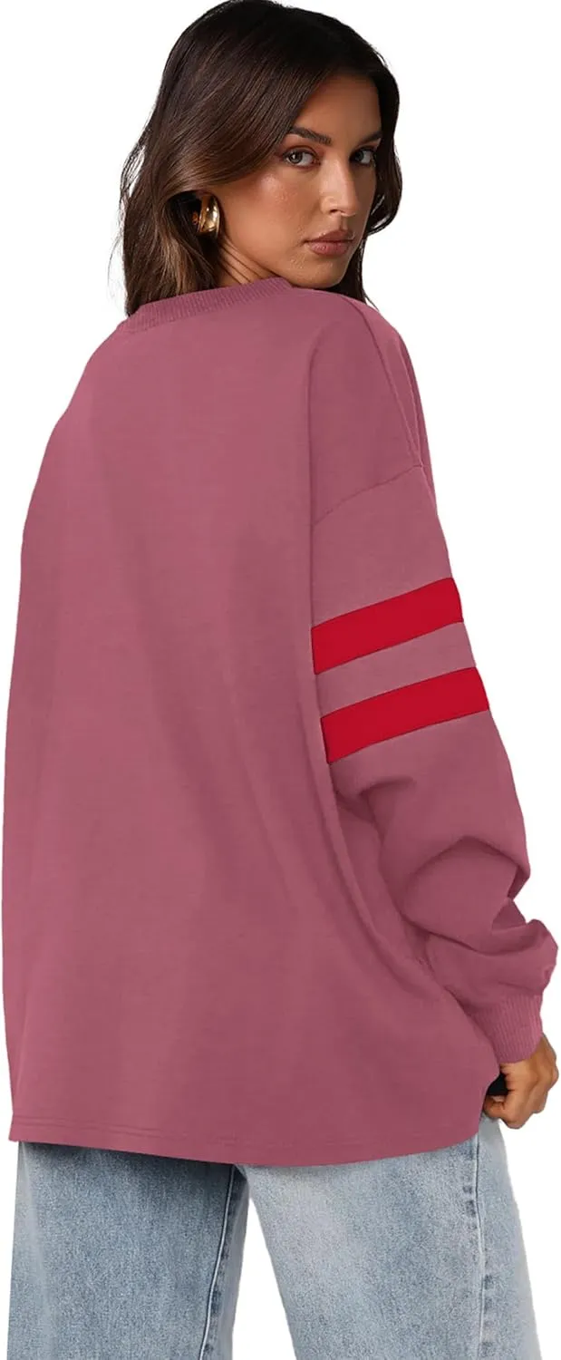 Casual guarantee return premature Crewneck Long Sleeve Tops Comfy Striped Shirts Fall Fashion Pullover 2024 WIHOLL Womens Oversized Sweatshirts 