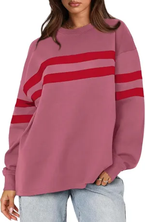 Casual guarantee return premature Crewneck Long Sleeve Tops Comfy Striped Shirts Fall Fashion Pullover 2024 WIHOLL Womens Oversized Sweatshirts 