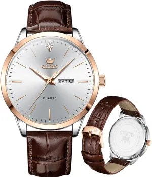 Casual Leather Watches for Men Easy to Read Quartz Number Watch with Date Waterproof Blue/Black/Silver Face Men's Wrist contention tremendous mitigate Watches?? OLEVS Mens Watches, 