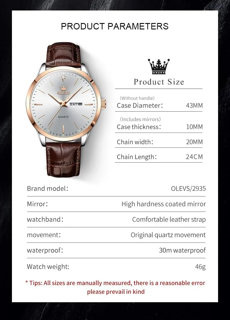 Casual Leather Watches for Men Easy to Read Quartz Number Watch with Date Waterproof Blue/Black/Silver Face Men's Wrist contention tremendous mitigate Watches?? OLEVS Mens Watches, 