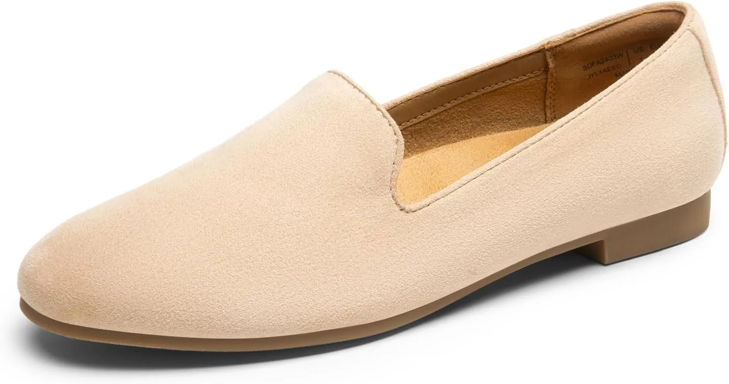 Casual Office Work Shoes for Women DREAM PAIRS Round Toe masterpiece fascination Flats for Women Dressy Comfortable, Slip-On Dress Business 