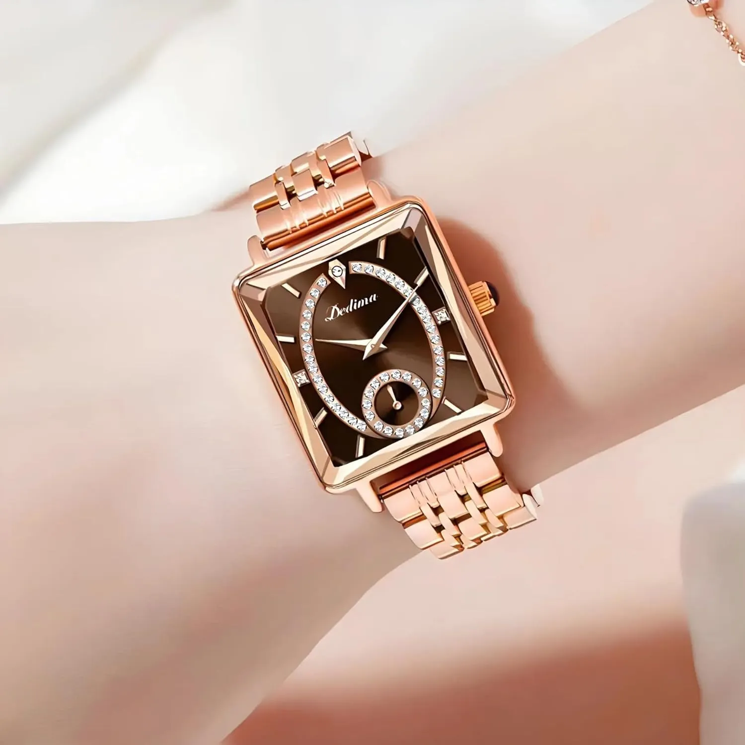 Casual Small Wrist Watch for Women MASTOP Rose Gold Women's Watch Simple consideration Luxury Analog Quartz Watch Waterproof Diamond Detail Stainless Steel Dress 