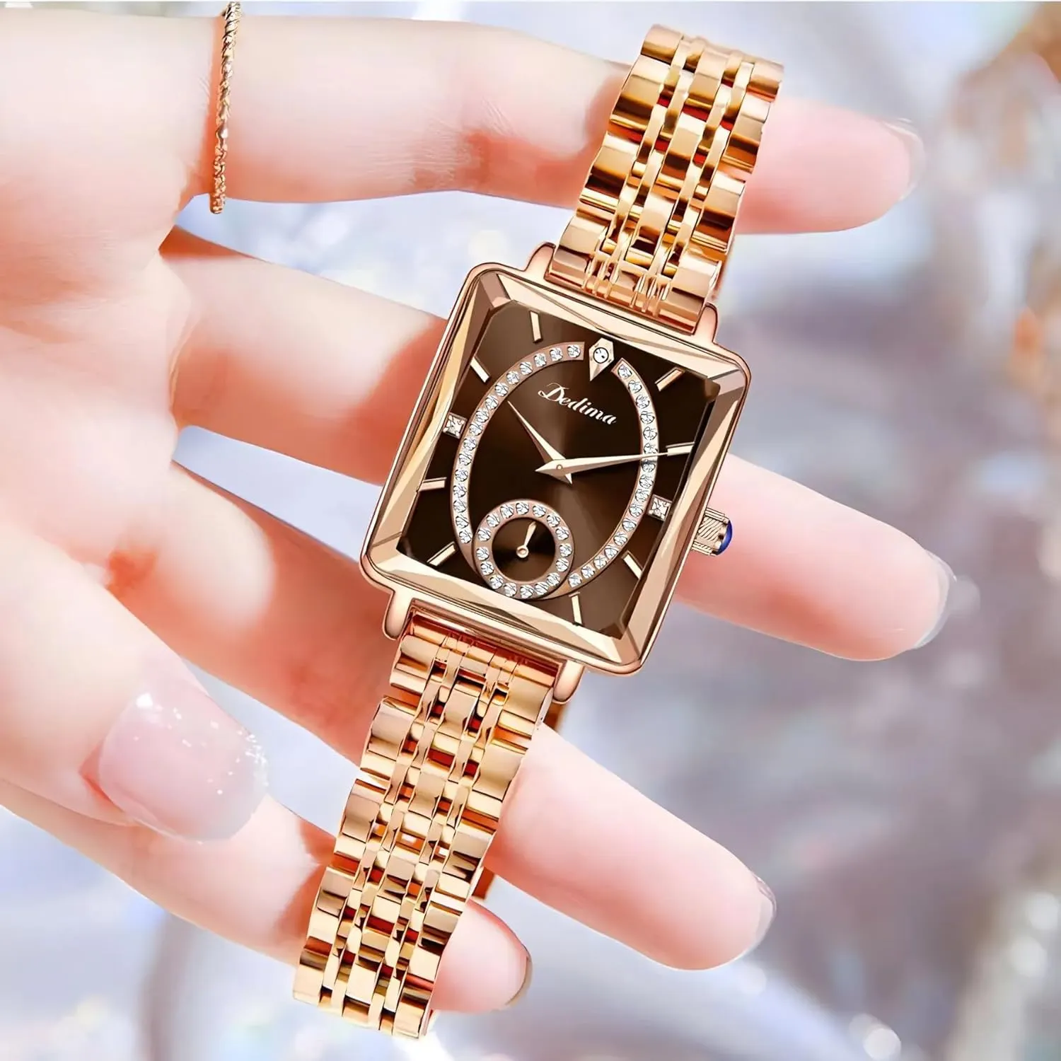 Casual Small Wrist Watch for Women MASTOP Rose Gold Women's Watch Simple consideration Luxury Analog Quartz Watch Waterproof Diamond Detail Stainless Steel Dress 