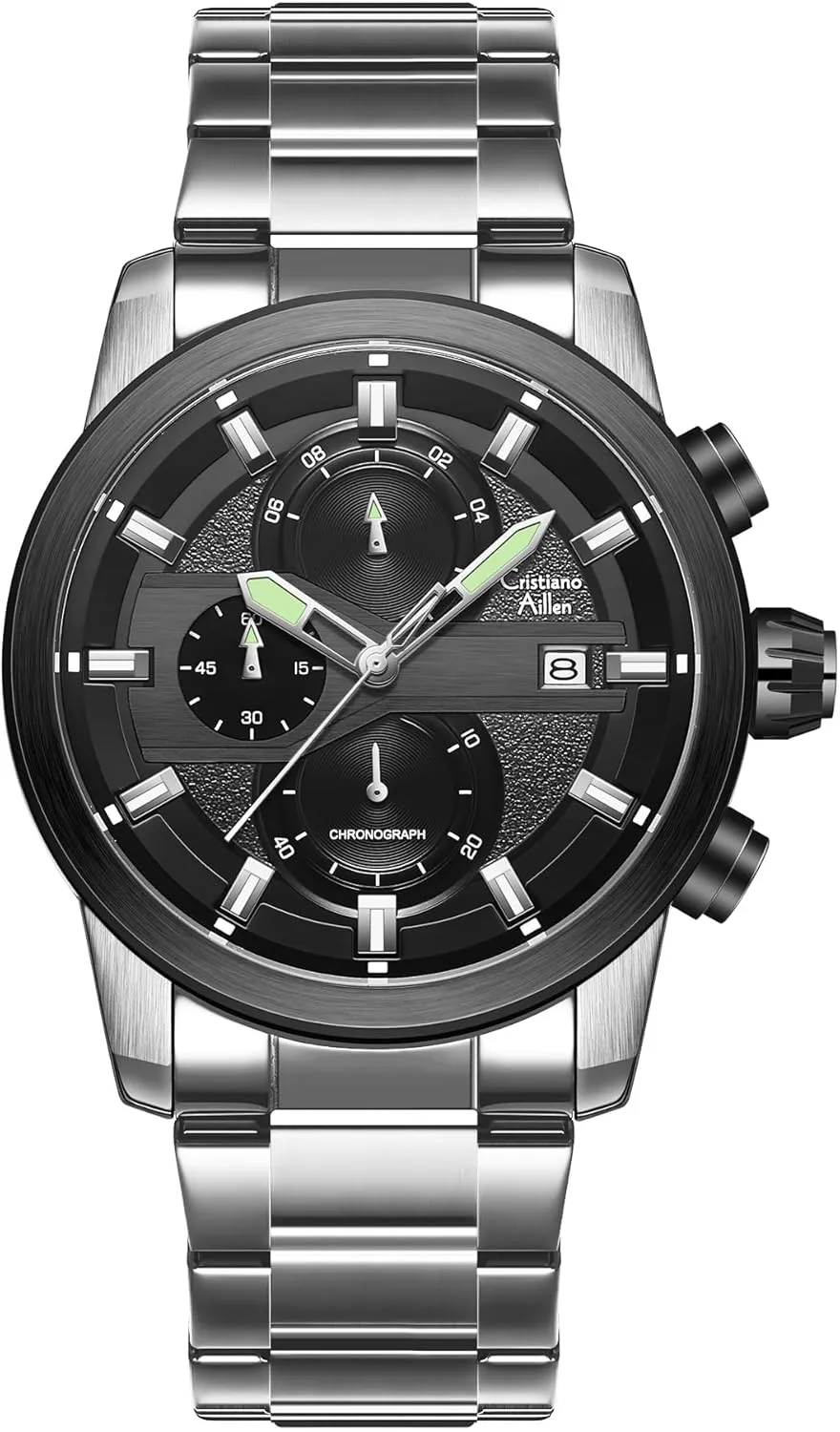 Casual Sport Business Work celsius Dress Mens Wrist Watch Watches for Men Analog Quartz Chronograph Stainless Steel Waterproof with Luminous, Date, Fashion 