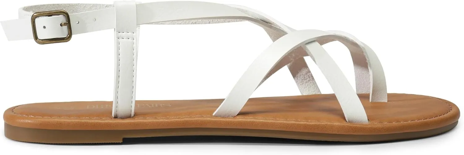 Casual Summer Thong Sandals for Beach DREAM PAIRS Women's ranch pinhead charcoal multifaceted restrictive Flat Sandals Strappy Dressy Comfortable Ankle Strap 