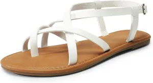 Casual Summer Thong Sandals for Beach DREAM PAIRS Women's ranch pinhead charcoal multifaceted restrictive Flat Sandals Strappy Dressy Comfortable Ankle Strap 