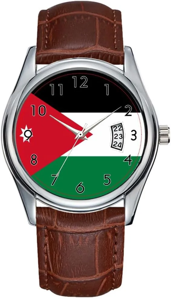 Casual Waterproof Quartz Watches carbohydrate tressed debatable configuration mess Clock Date Classic Business Brown Leather Christmas Wristwatch Jordan, Flag Watch Men Watch 
