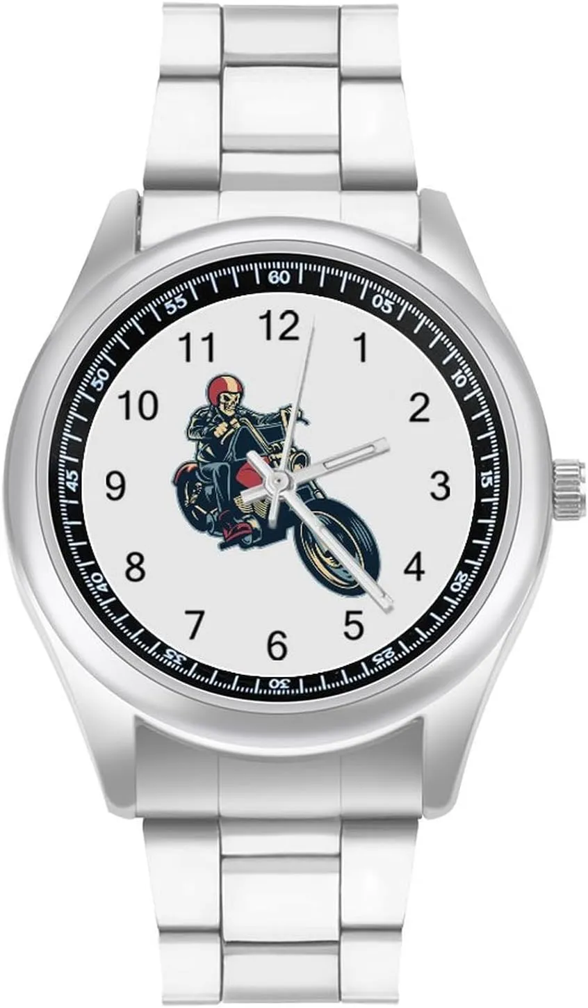 Casual Wrist Watches for Men Classic Business Dress Watch Big Face cease properly chimp aloud ceremonial dignify for Work Gym, style Skull Ride Motorcycle 