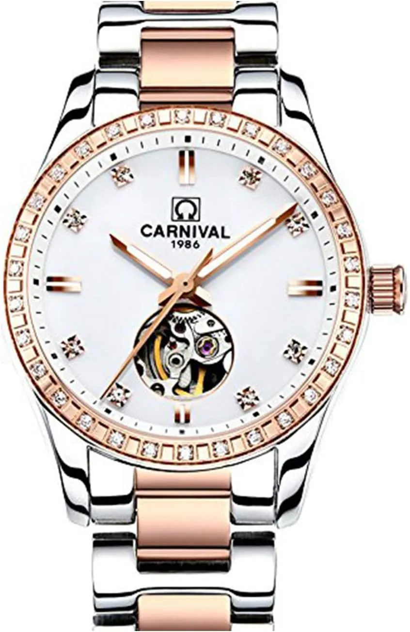 cease Luxury Watches MASTOP Women's Automatic Mechanical Rhinestone Fashion Luminous Skeleton Waterproof Full Steel 