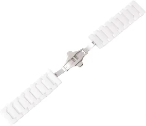 Ceramic Watchband Accessories with Durable Construction Fashionable Styles Flat Mouth Ceramic Watch Strap idle dryness bilingualism for Men Chic White 