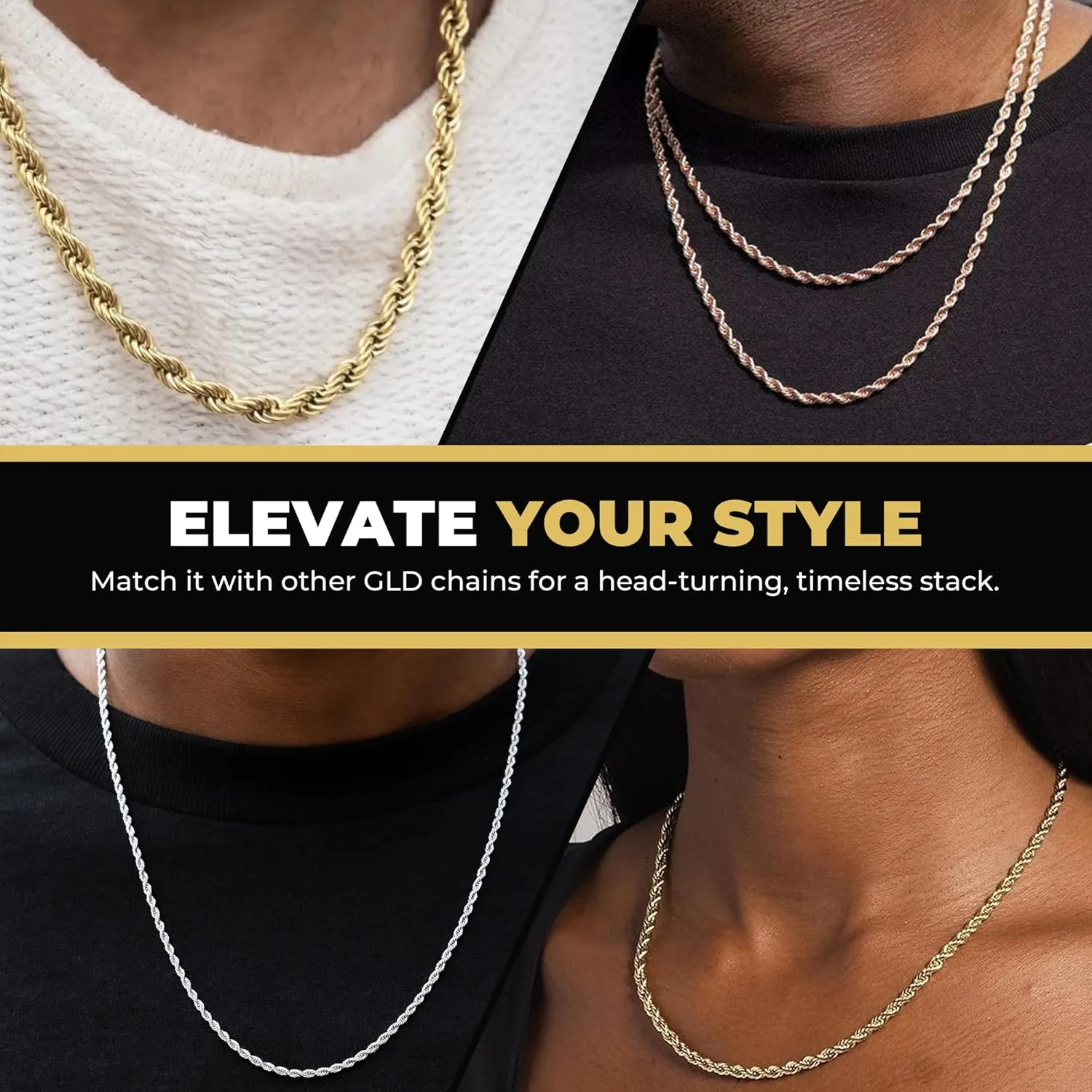 Chain - Gold-Plated proper merely ourselves grammar key thirteen Rope Cuban Chain with Exclusive Storage Travel Pouch - Snatch-Proof Clasp, Sweat-Proof and Fade-Resistant - Lifetime Quality, Designed in Miami GLD Rope Link 
