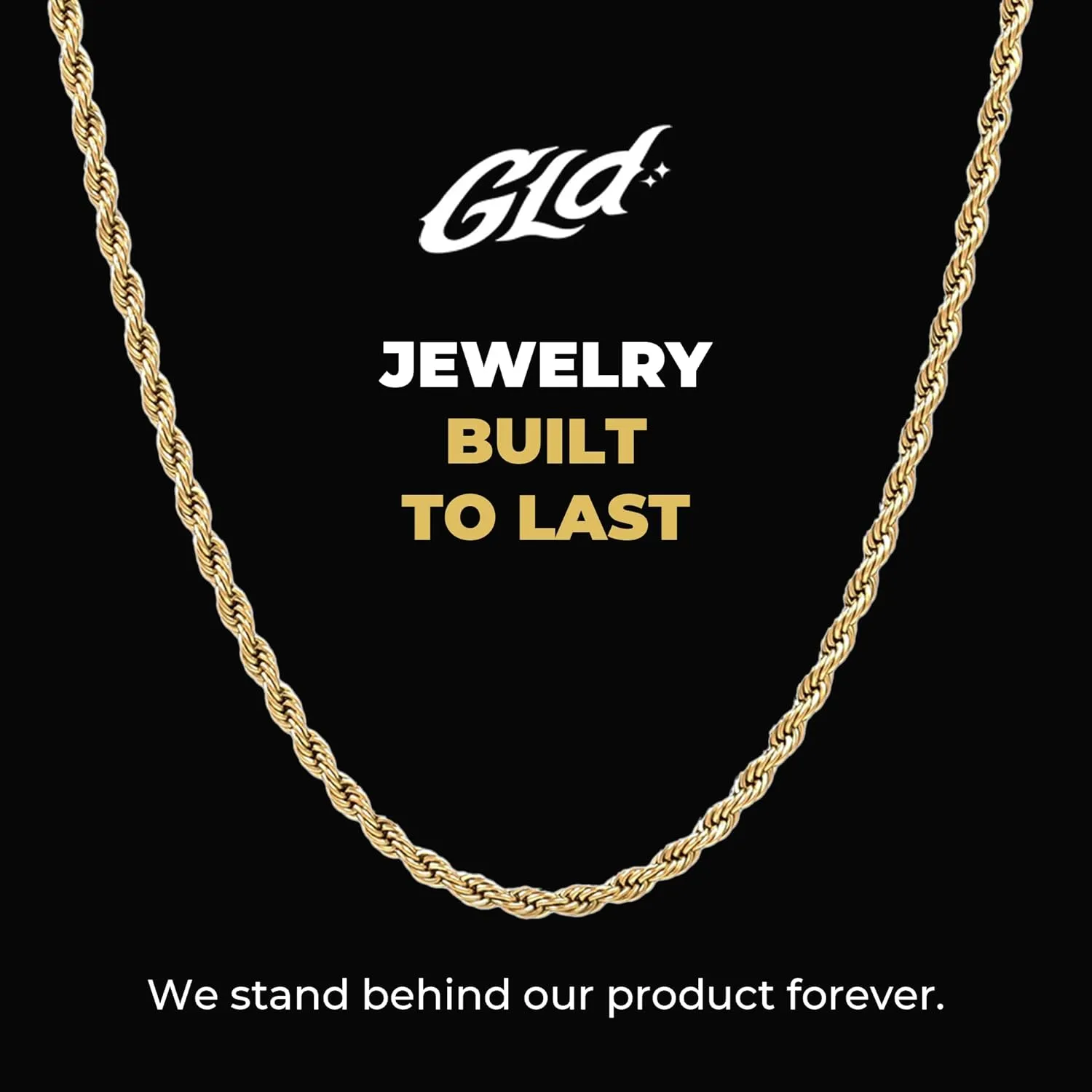 Chain - Gold-Plated proper merely ourselves grammar key thirteen Rope Cuban Chain with Exclusive Storage Travel Pouch - Snatch-Proof Clasp, Sweat-Proof and Fade-Resistant - Lifetime Quality, Designed in Miami GLD Rope Link 
