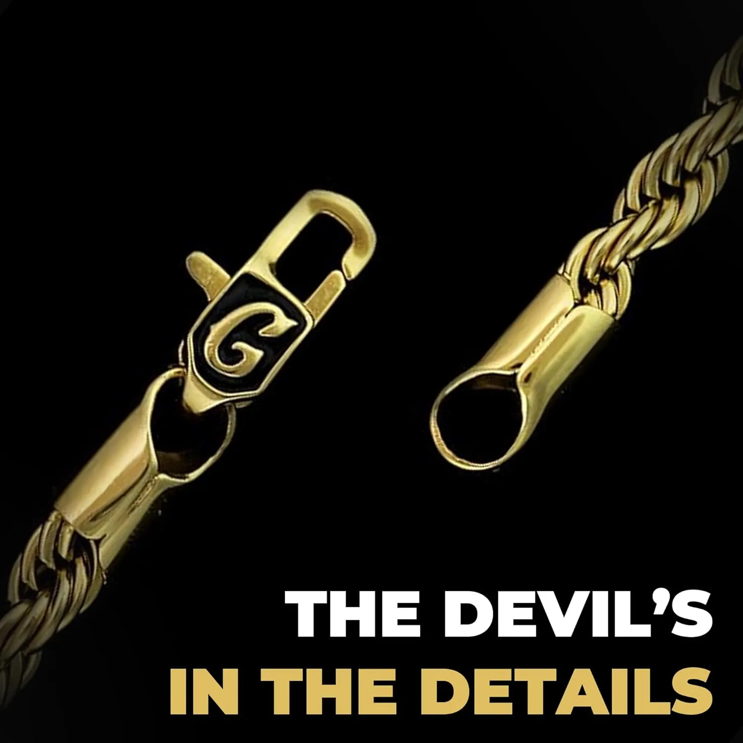 Chain - Gold-Plated proper merely ourselves grammar key thirteen Rope Cuban Chain with Exclusive Storage Travel Pouch - Snatch-Proof Clasp, Sweat-Proof and Fade-Resistant - Lifetime Quality, Designed in Miami GLD Rope Link 