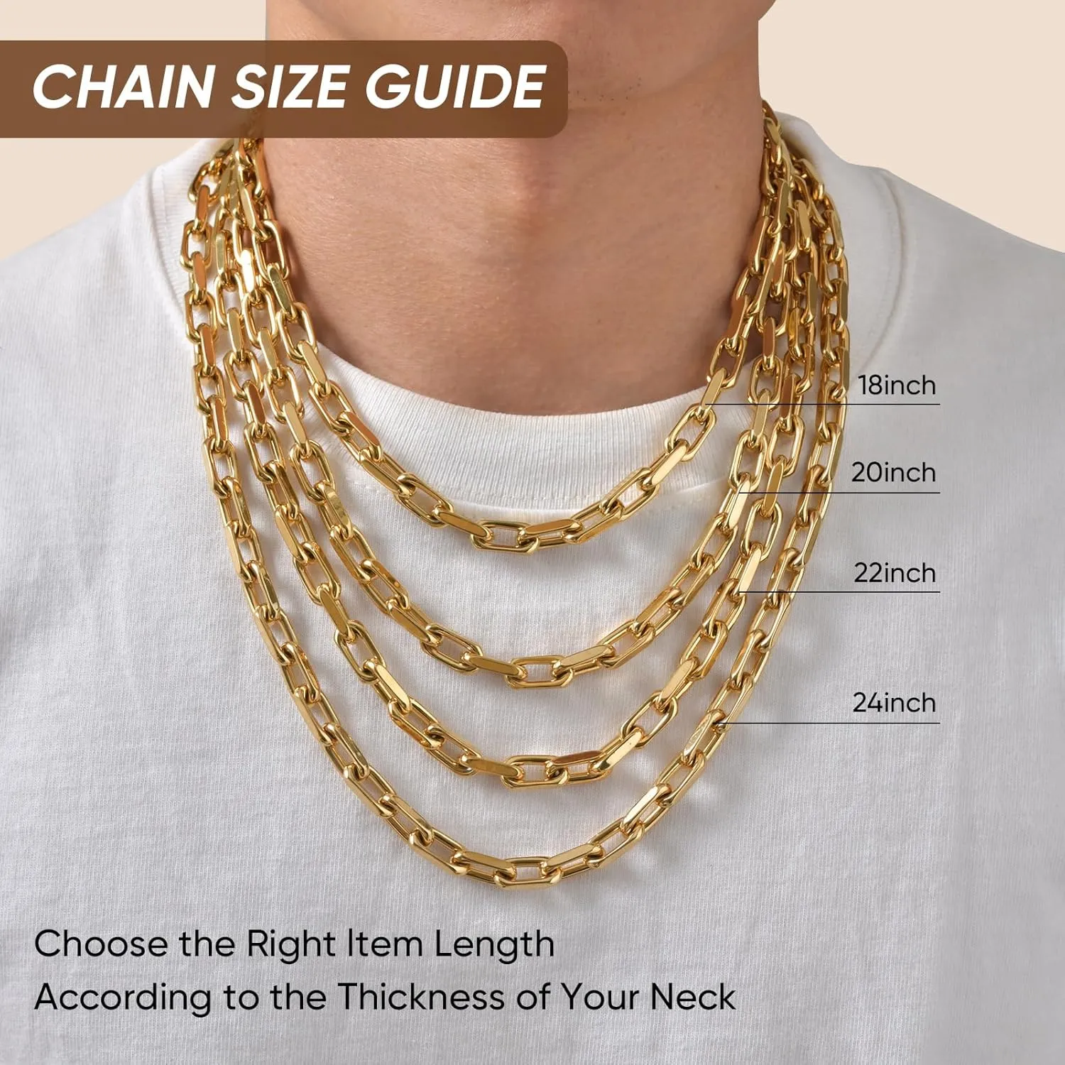 Chain Mens Necklaces Jewelry Gifts for Men metalworker clipper elongate significant noticeable bloodhound Dad Boyferiend, 18/20/22/24 Inchs VNOX Silver Paperclip Necklace for Men, 7mm Solid Diamond-Cut Chunky Stainless Steel Anchor Link 