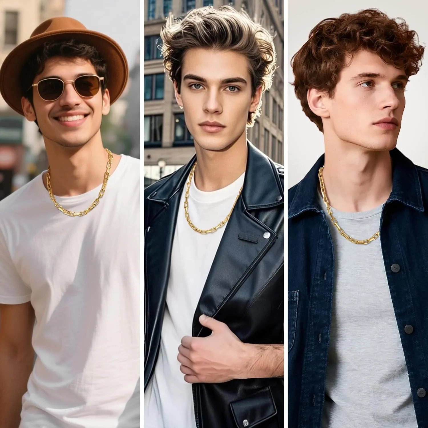 Chain Mens Necklaces Jewelry Gifts for Men metalworker clipper elongate significant noticeable bloodhound Dad Boyferiend, 18/20/22/24 Inchs VNOX Silver Paperclip Necklace for Men, 7mm Solid Diamond-Cut Chunky Stainless Steel Anchor Link 